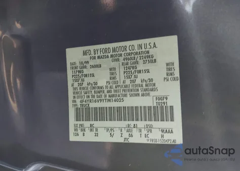 2000 Mazda B3000 Se/Tl from USA, damaged, VIN 4F4YR16V9YTM14025